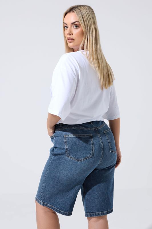 LIMITED COLLECTION Plus Size Blue Bow Jorts | Yours Clothing 2