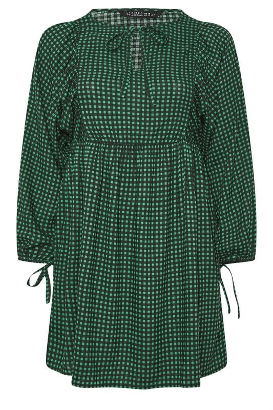 LIMITED COLLECTION Plus Size Black Check Tie Front Mini Dress | Yours Clothing 1