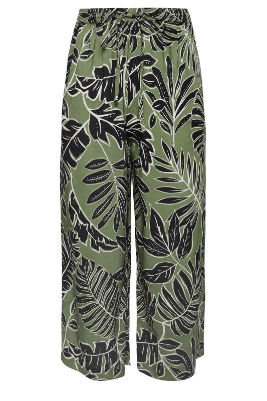 M&Co Khaki Green & Black Tropical Leaf Print Culottes | M&Co 6