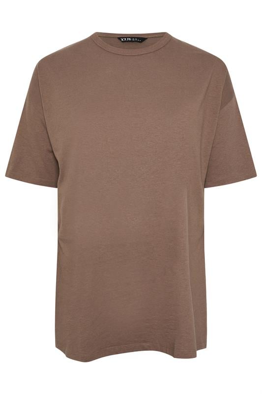 YOURS Plus Size Mocha Brown Oversized Side Split T-Shirt | Yours Clothing 5
