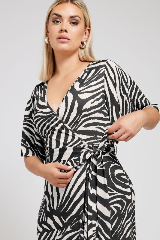 YOURS LONDON Plus Size White Zebra Print Ruffle Hem Maxi Dress | Yours Clothing 4