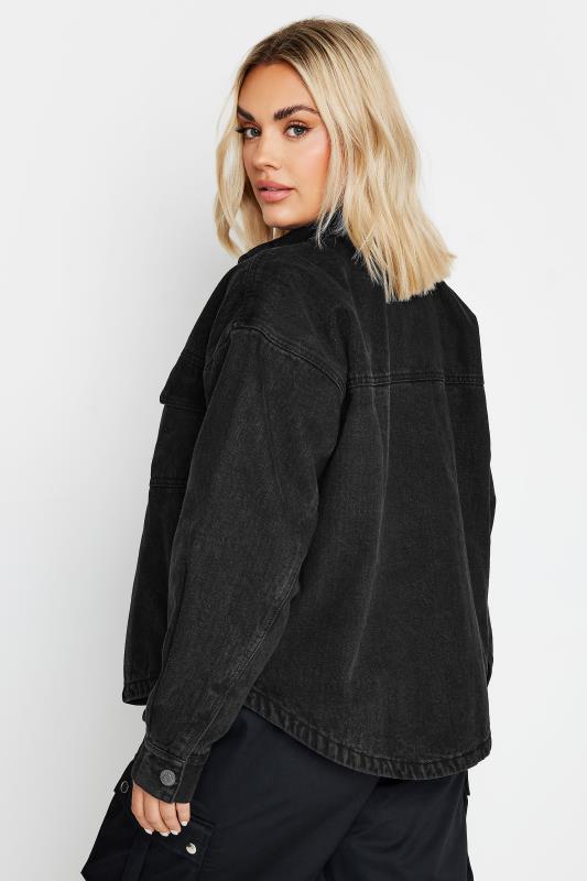 YOURS Plus Size Black Quilted Denim Shacket | Yours Clothing 4