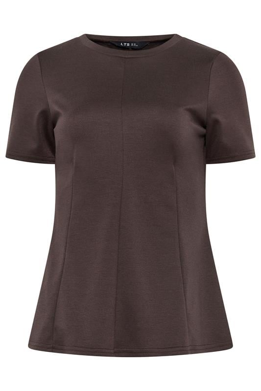 LTS Tall Women's Chocolate Brown Seam Front Peplum Top | Long Tall Sally 5