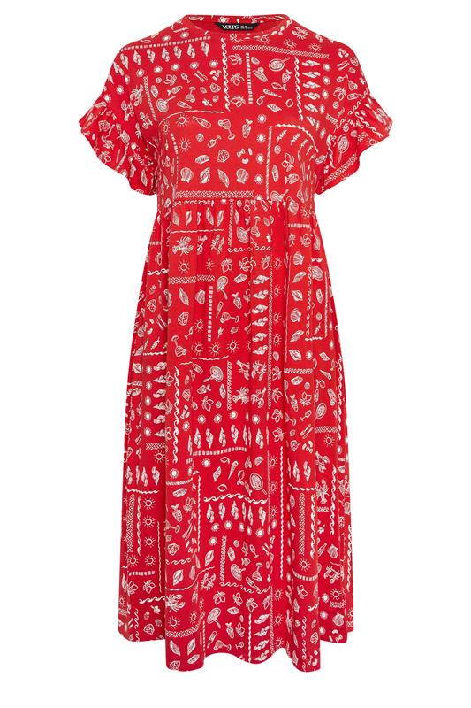 YOURS Plus Size Red Mixed Shell Midi Dress | Yours Clothing 5