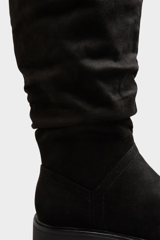 Black Ruched Cleated Boots In Wide E Fit & Extra Wide EEE Fit| Yours Clothing 6