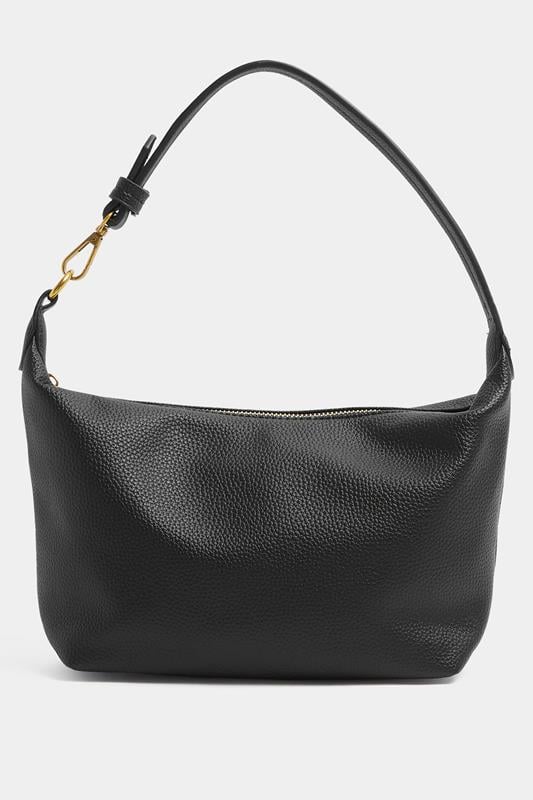 Black Button Strap Tote Bag
