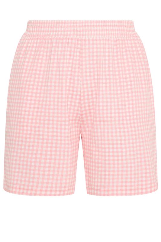 LIMITED COLLECTION Plus Size Pink Gingham Jersey Shorts | Yours Clothing 5