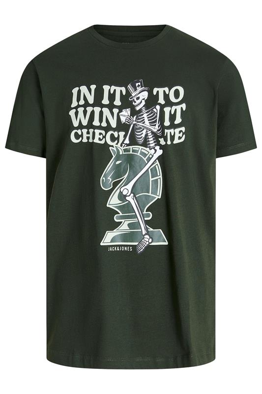 JACK & JONES Big & Tall Duffel Green Chess Graphic T-Shirt | BadRhino 2