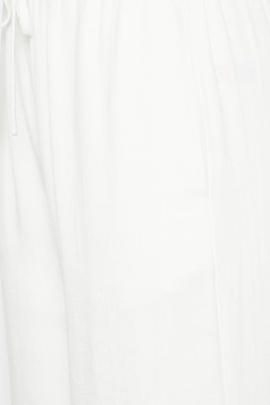 LTS Tall Women's White Linen Tie Waist Wide Leg Trousers | Long Tall Sally  5