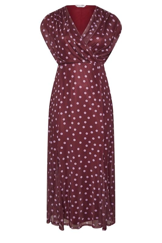 YOURS LONDON Plus Size Purple Polka Dot Godet Hem Wrap Dress | Yours Clothing 6