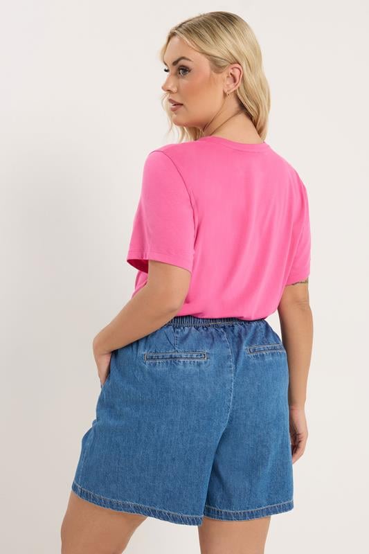 YOURS Plus Size Blue Denim Tie Waist Shorts | Yours Clothing 2