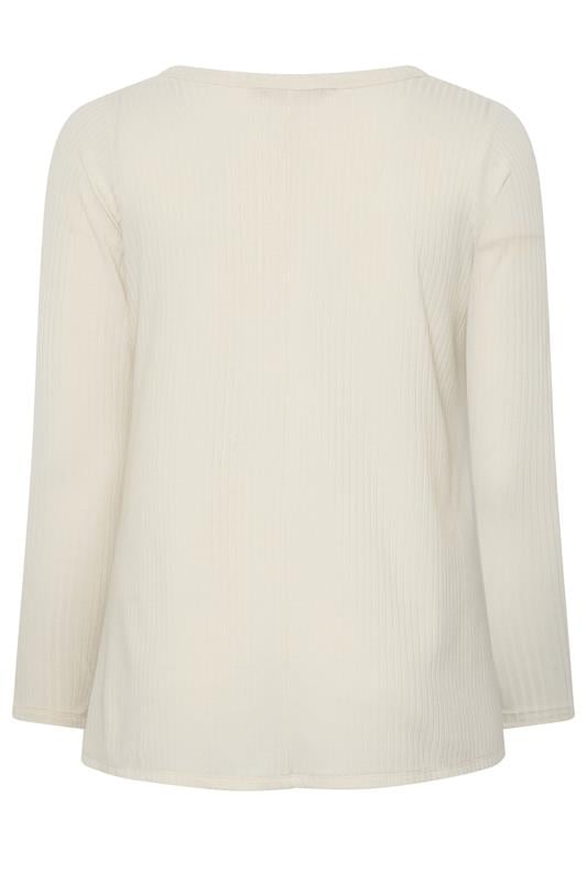 YOURS Plus Size Cream Henley Swing Top | Yours Clothing 2