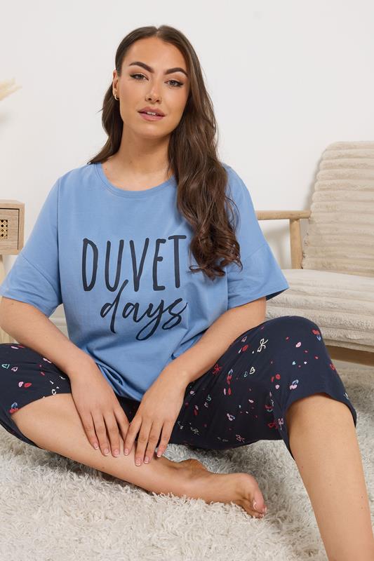  YOURS Curve Blue 'Duvet Days' Sleep Tee Top