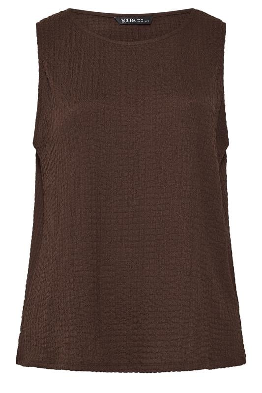 YOURS Plus Size Chocolate Brown Bubble Texture Vest Top | Yours Clothing 5