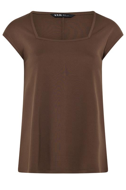YOURS Plus Size Chocolate Brown Cap Sleeve Top | Yours Clothing 5