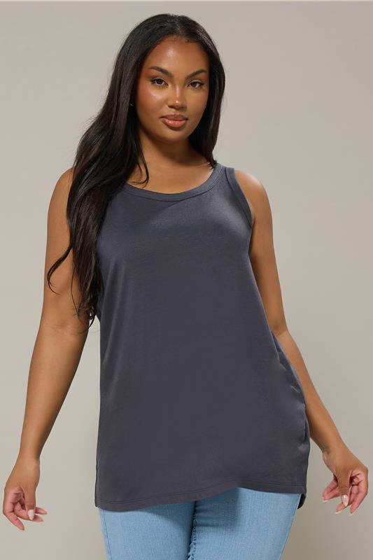 YOURS Plus Size Dark Grey Core Vest Top | Yours Clothing 1