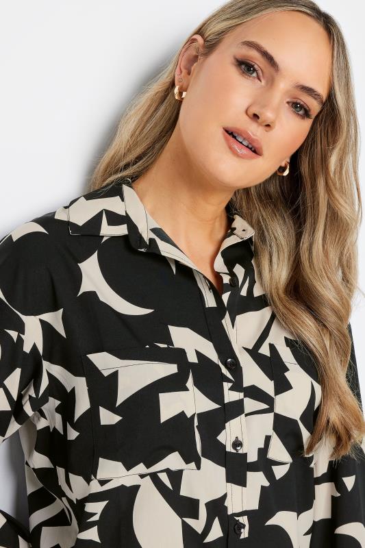 LTS Tall Black & Stone Abstract Print Shirt | Long Tall Sally 4