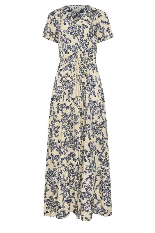 LTS Tall Women's Ivory White & Blue Ditsy Floral Button Maxi Dress | Long Tall Sally 6