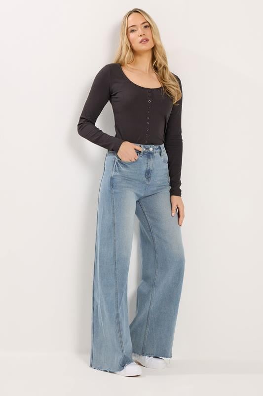 LTS Tall Mid Blue Twist Seam Wide Leg Jeans