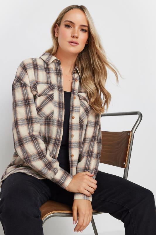 Tall  LTS Tall Natural Brown Check Cotton Shirt