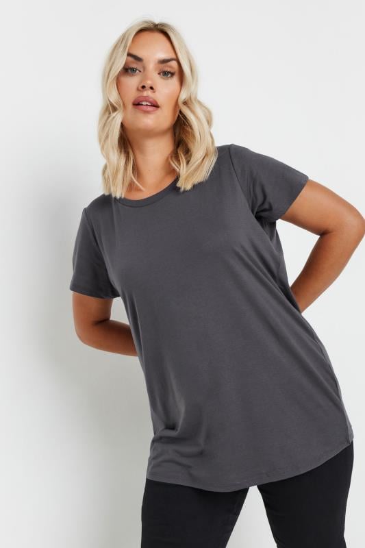 YOURS Plus Size Charcoal Grey Essential T-Shirt | Yours Clothing 1