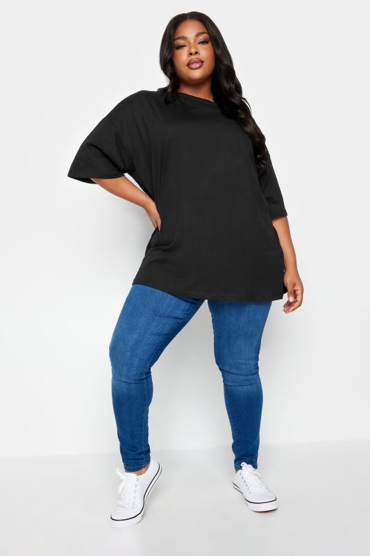 Plus Size Black Oversized Boxy T-Shirt | Yours Clothing 2