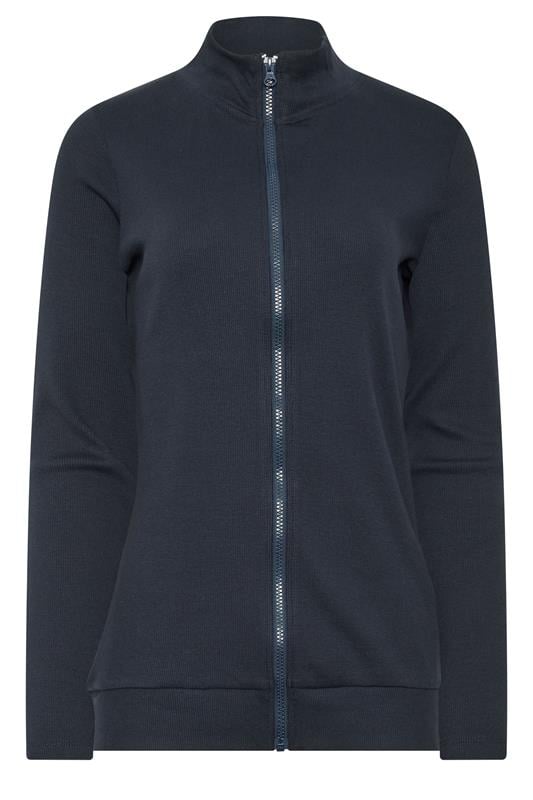 LTS Tall Women's Navy Blue Ribbed Zip Through Top | Long Tall Sally 5