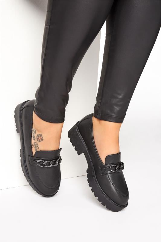 Plus Size  LIMITED COLLECTION Black Chunky Loafers In Wide E Fit & Extra Wide EEE Fit