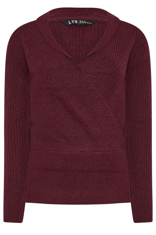 LTS Tall Burgundy Red Knitted Wrap Jumper | Long Tall Sally 5