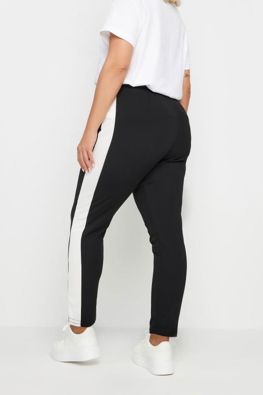 YOURS Plus Size Black Side Stripe Tapered Trousers | Yours Clothing 3