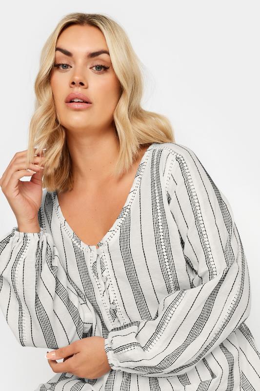 YOURS Plus Size White Contrast Stitch Blouse | Yours Clothing 5