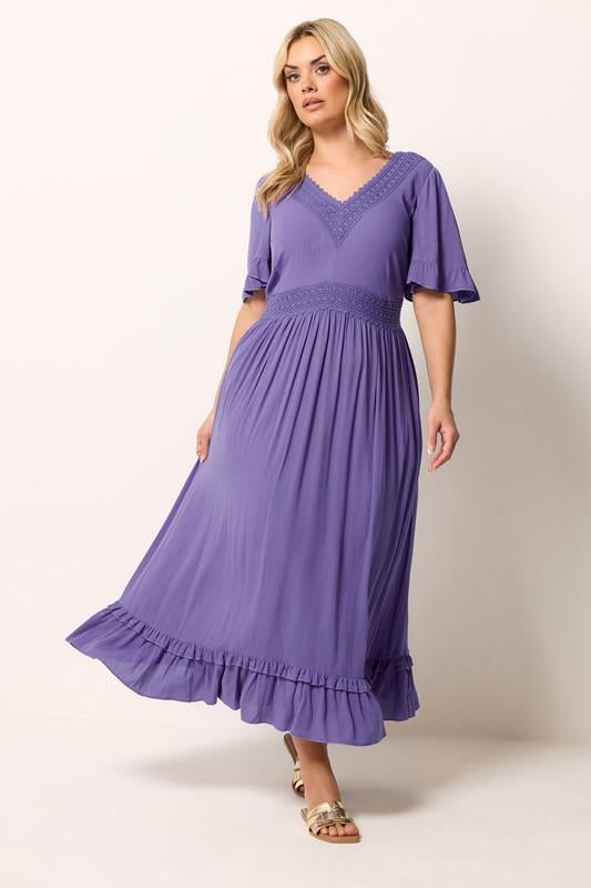  YOURS Curve Purple Crochet Maxi Dress