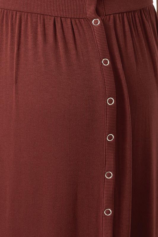 LTS Tall Maternity Rust Brown Ribbed Button Maxi Dress | Long Tall Sally 6