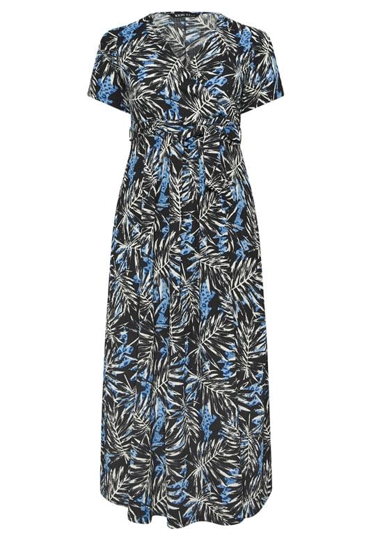 YOURS Plus Size Black Leaf Maxi Wrap Dress | Yours Clothing 5