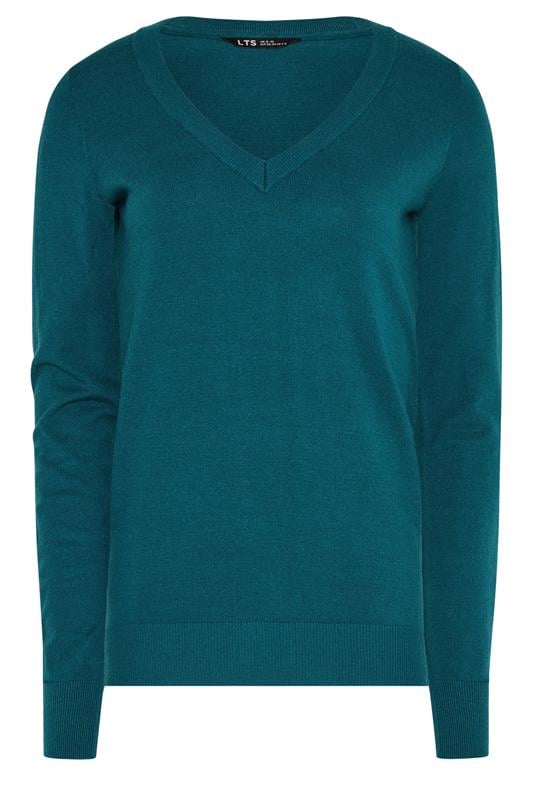 LTS Tall Women's Teal Blue Knitted V-Neck Jumper | Long Tall Sally 5