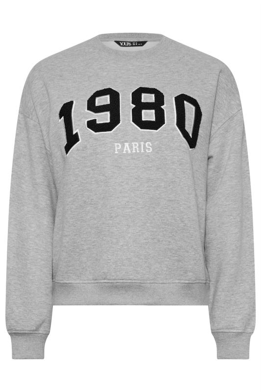 YOURS Plus Size Light Grey '1980' Slogan Sweatshirt | Yours Clothing  5