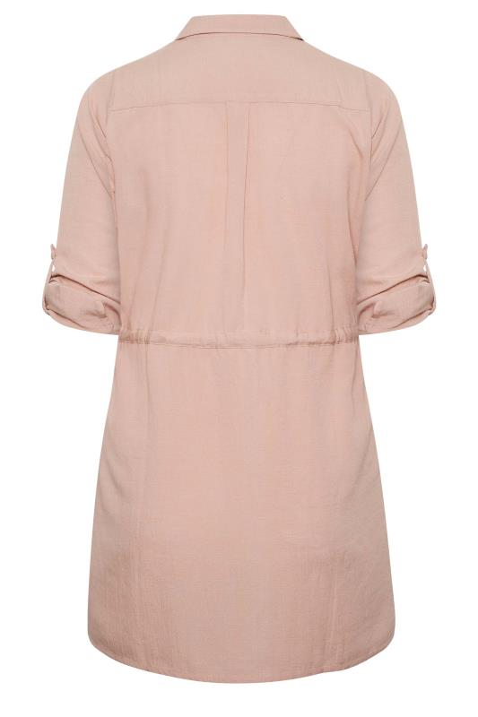 YOURS Plus Size Blush Pink Utility Tunic Linen Shirt | Yours Clothing 7