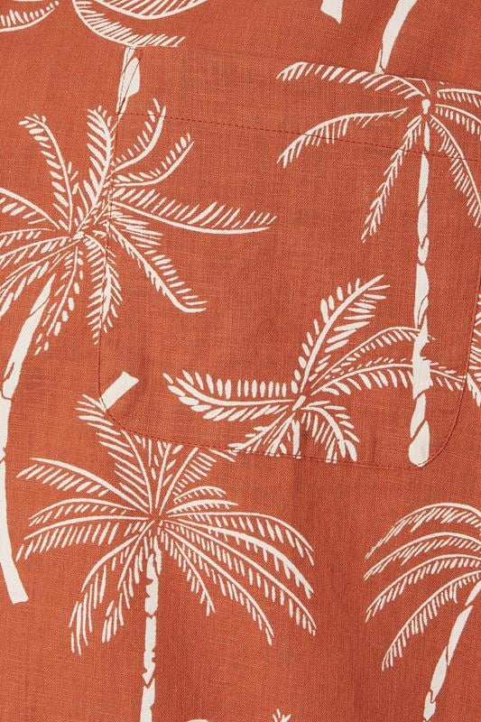 BadRhino Big & Tall Clay Orange Palm Tree Print Short Sleeve Shirt | BadRhino 8