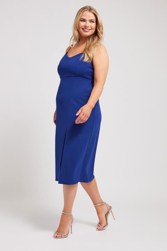 YOURS LONDON Plus Size Cobalt Blue Diamante Strap Midi Dress | Yours Clothing 3