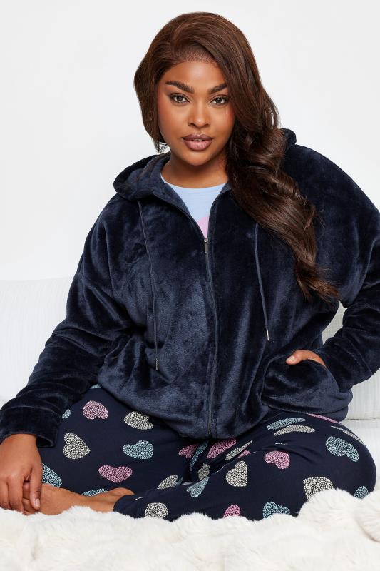 YOURS Plus Size Navy Blue Soft Touch Lounge Hoodie | Yours Clothing 4