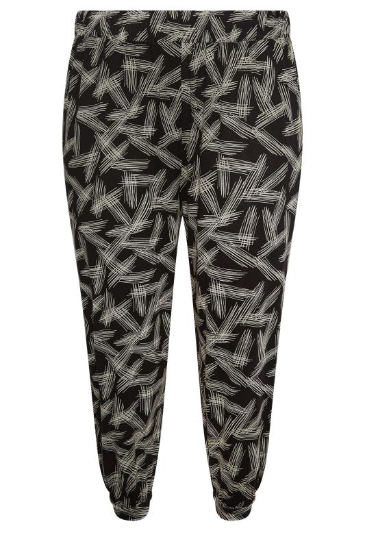 YOURS Plus Size Black Stripe Print Cropped Harem Joggers | Yours Clothing 5