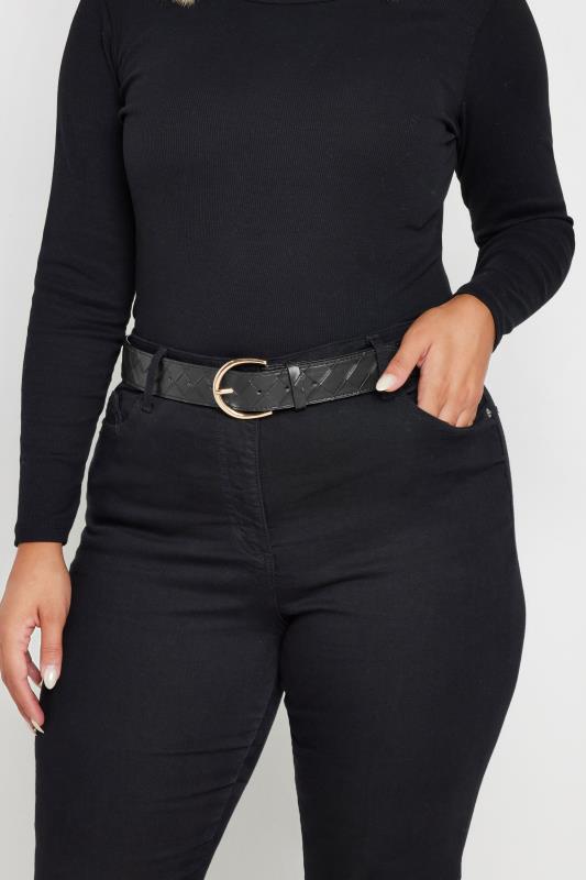 Black Weave Buckle Belt | Yours Clothing 1