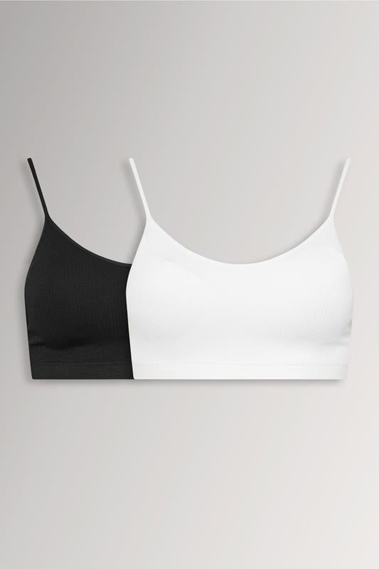 YOURSET 2 PACK Plus Size Black & White Seamless Padded Bralettes | Yours Clothing 1