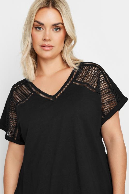 YOURS Plus Size Black Bubble Hem Top | Yours Clothing 4