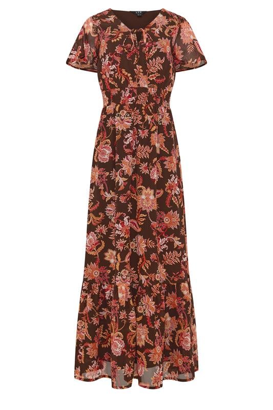 LTS Tall Women's Brown Floral Shirred Waist Maxi Dress | Long Tall Sally 5