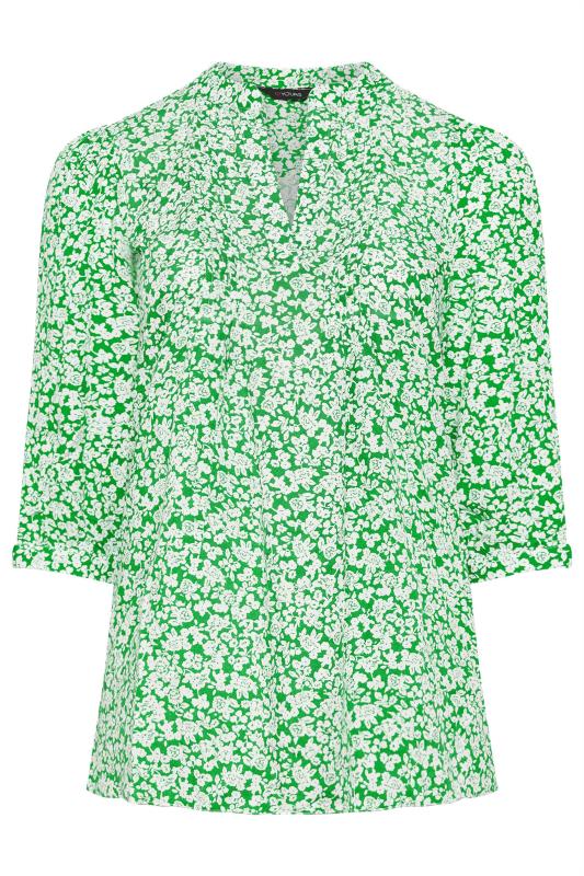 YOURS Plus Size Green Floral Print Pintuck Blouse | Yours Clothing 5
