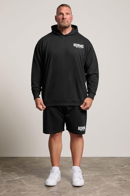 BDRNO Big & Tall Black Logo Jogger Shorts | BadRhino 1