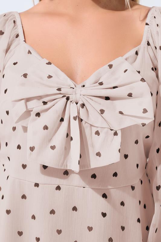 LIMITED COLLECTION Plus Size Pink Heart Bow Front Chiffon Top | Yours Clothing 5