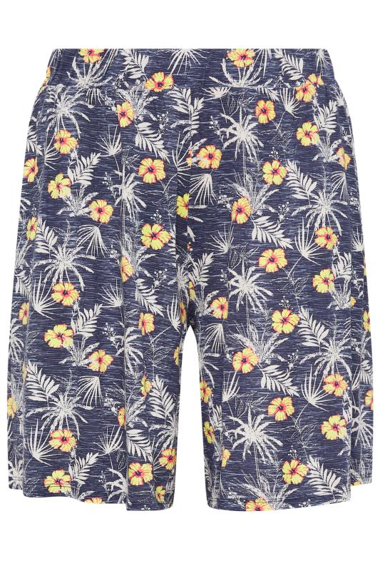 YOURS Plus Size Blue Tropical Print Pull On Shorts | Yours Clothing 5