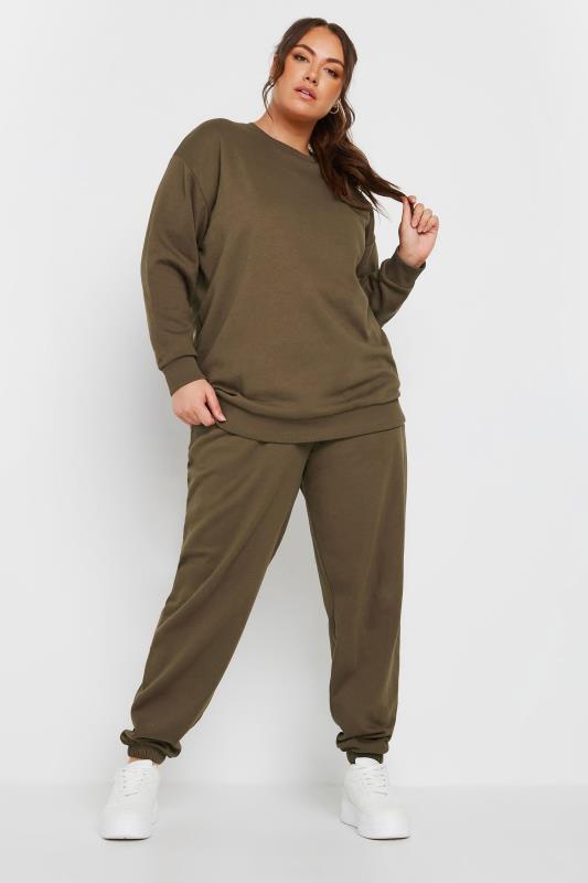 YOURS Plus Size Mocha Brown Cuffed Hem Joggers | Yours Clothing 2